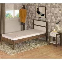 Quarto Solteiro 3 Peças Qt1 Nogal Branco Tecno Mobili Nogal - 7