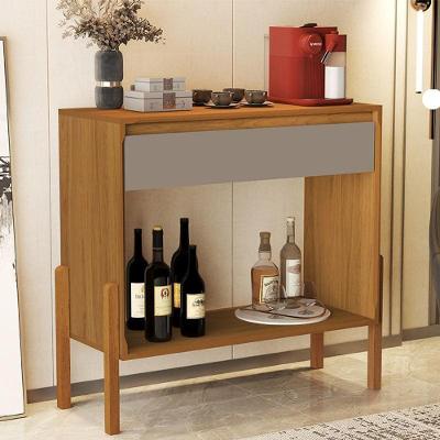 Aparador Sala Libano Com 1 Gaveta E Pés De Madeira Maciça Nature/gris Nature/gris