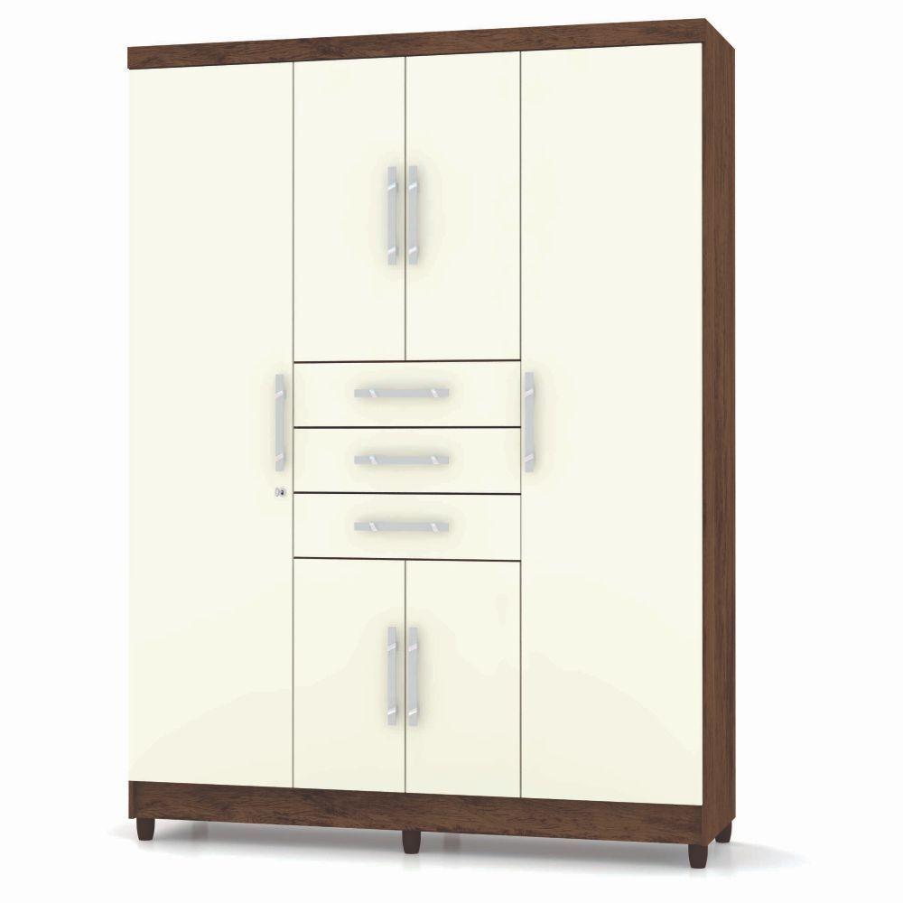 Guarda Roupa Casal 6 Portas Imbuia Rustico Champanhe - 1