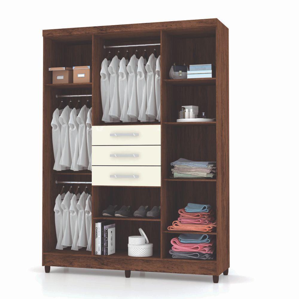 Guarda Roupa Casal 6 Portas Imbuia Rustico Champanhe - 3