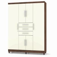 Guarda Roupa Casal 6 Portas Imbuia Rustico Champanhe - 1