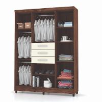Guarda Roupa Casal 6 Portas Imbuia Rustico Champanhe - 3