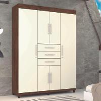 Guarda Roupa Casal 6 Portas Imbuia Rustico Champanhe - 4
