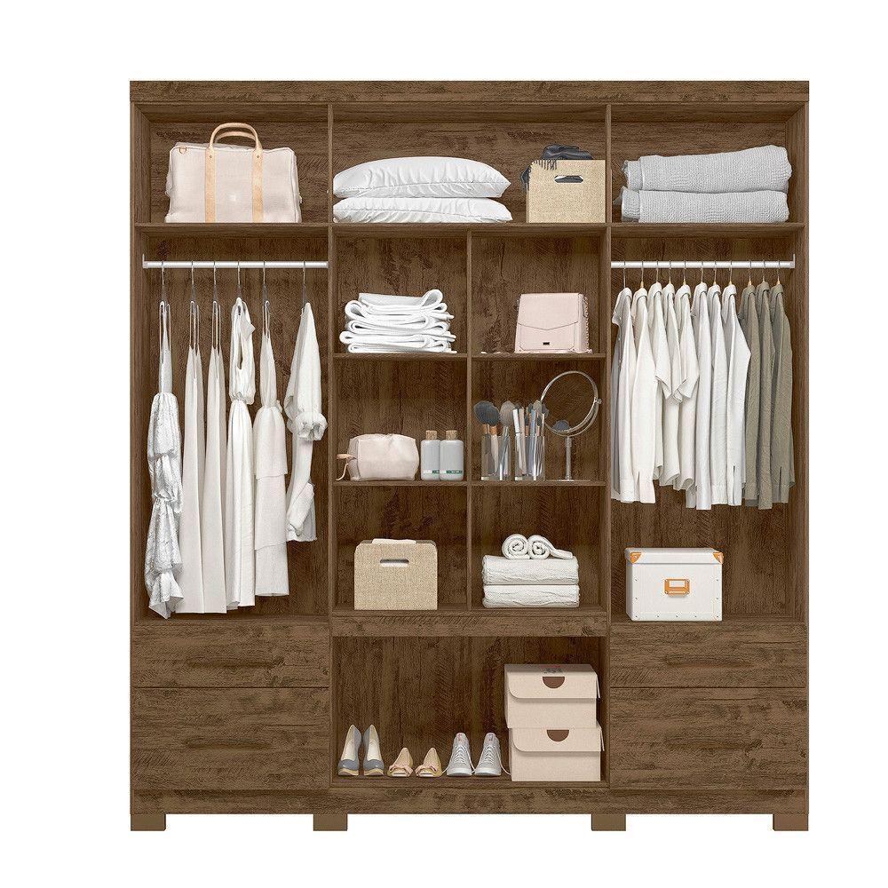Guarda Roupa 8 Portas Com Espelho Porto Plus Castanho Wood - 2
