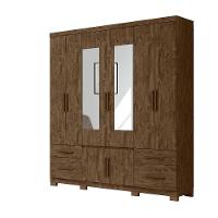 Guarda Roupa 8 Portas Com Espelho Porto Plus Castanho Wood - 1
