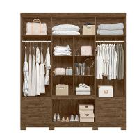 Guarda Roupa 8 Portas Com Espelho Porto Plus Castanho Wood - 2