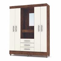 Guarda Roupa Casal 4 Portas Capelinha Imbuia Rustico - 1