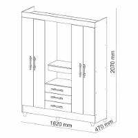 Guarda Roupa Casal 4 Portas Capelinha Imbuia Rustico - 2