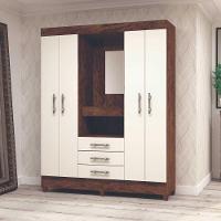 Guarda Roupa Casal 4 Portas Capelinha Imbuia Rustico - 4