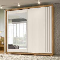 Guarda Roupa 2 Portas Deslizantes Com Espelho Off White - 2