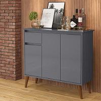 Aparador 1 Gaveta 3 Portas Pés Em Madeira Cinza Cinza - 1