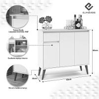 Aparador 1 Gaveta 3 Portas Pés Em Madeira Cinza Cinza