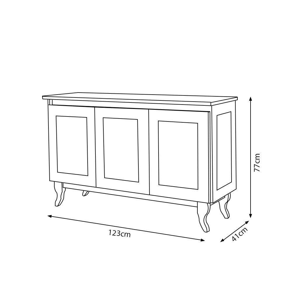 Buffet Aparador Com Telinha Palha Deltan Madeira 3P - Imbuia - Cor: Marrom - 2