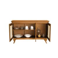 Buffet Aparador Com Telinha Palha Deltan Madeira 3P - Imbuia - Cor: Marrom - 3