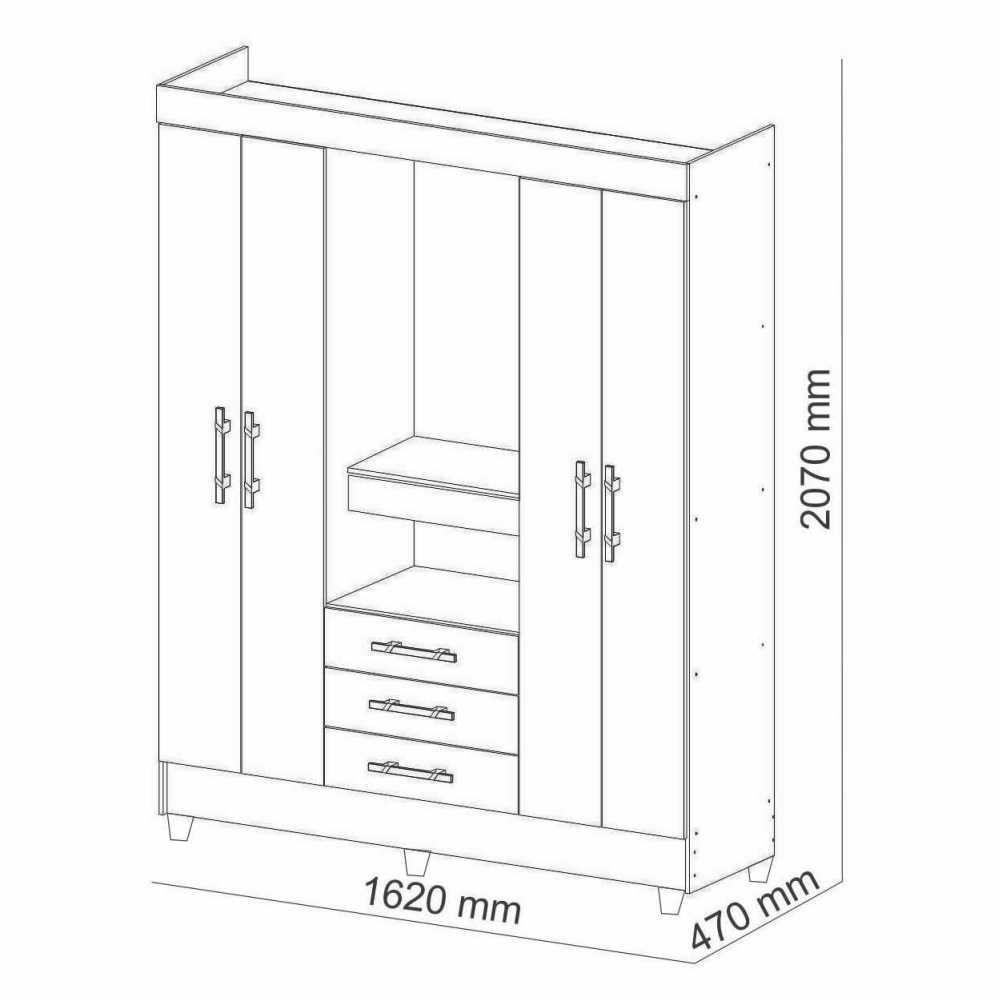 Guarda Roupa Casal 4 Portas Capelinha Imbuia Rustico - 2