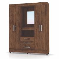 Guarda Roupa Casal 4 Portas Capelinha Imbuia Rustico - 1