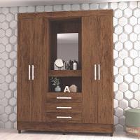 Guarda Roupa Casal 4 Portas Capelinha Imbuia Rustico - 4