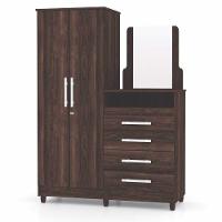 Guarda Roupa Com Cômoda 2 Portas Line Moldura Espelho - 1