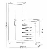 Guarda Roupa Com Cômoda 2 Portas Line Moldura Espelho - 2