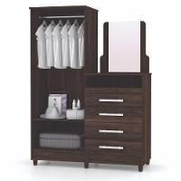 Guarda Roupa Com Cômoda 2 Portas Line Moldura Espelho - 3