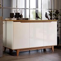 Aparador Buffet Sala Flow Com 3 Portas Pés Madeira Maciça Off White/freijo Off White/freijo - 2