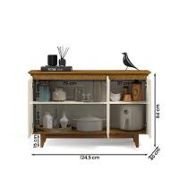 Aparador Buffet Sala Flow Com 3 Portas Pés Madeira Maciça Off White/freijo Off White/freijo