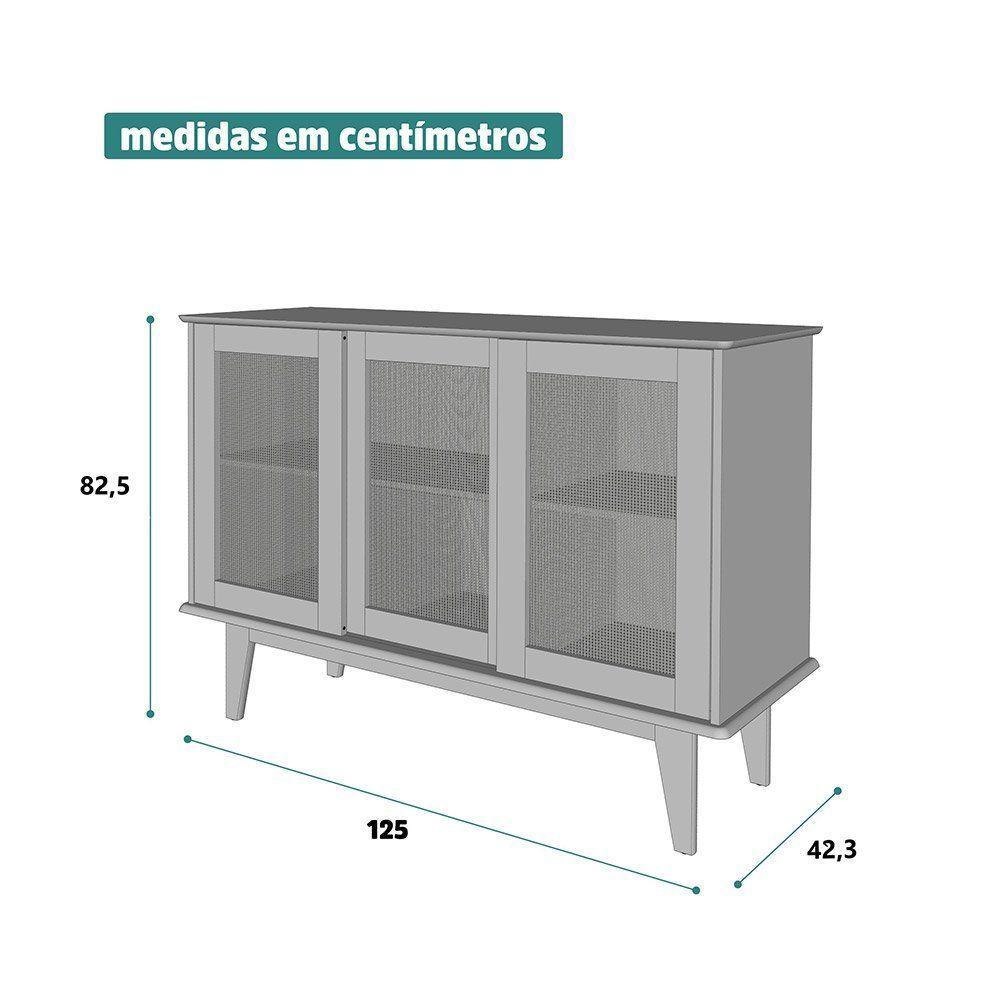 Aparador Buffet Detroit 3 Portas Branco/Nature - Tebarrot - 2