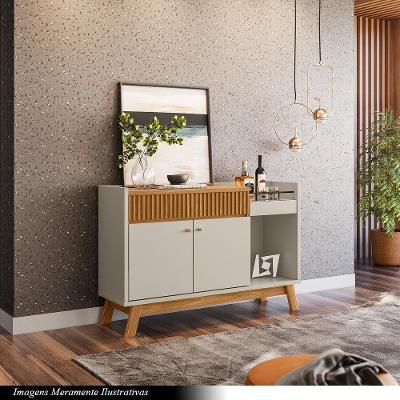 Buffet Aparador Decorativo Modric Detalhe Ripado 133Cm Nature/Off White G77