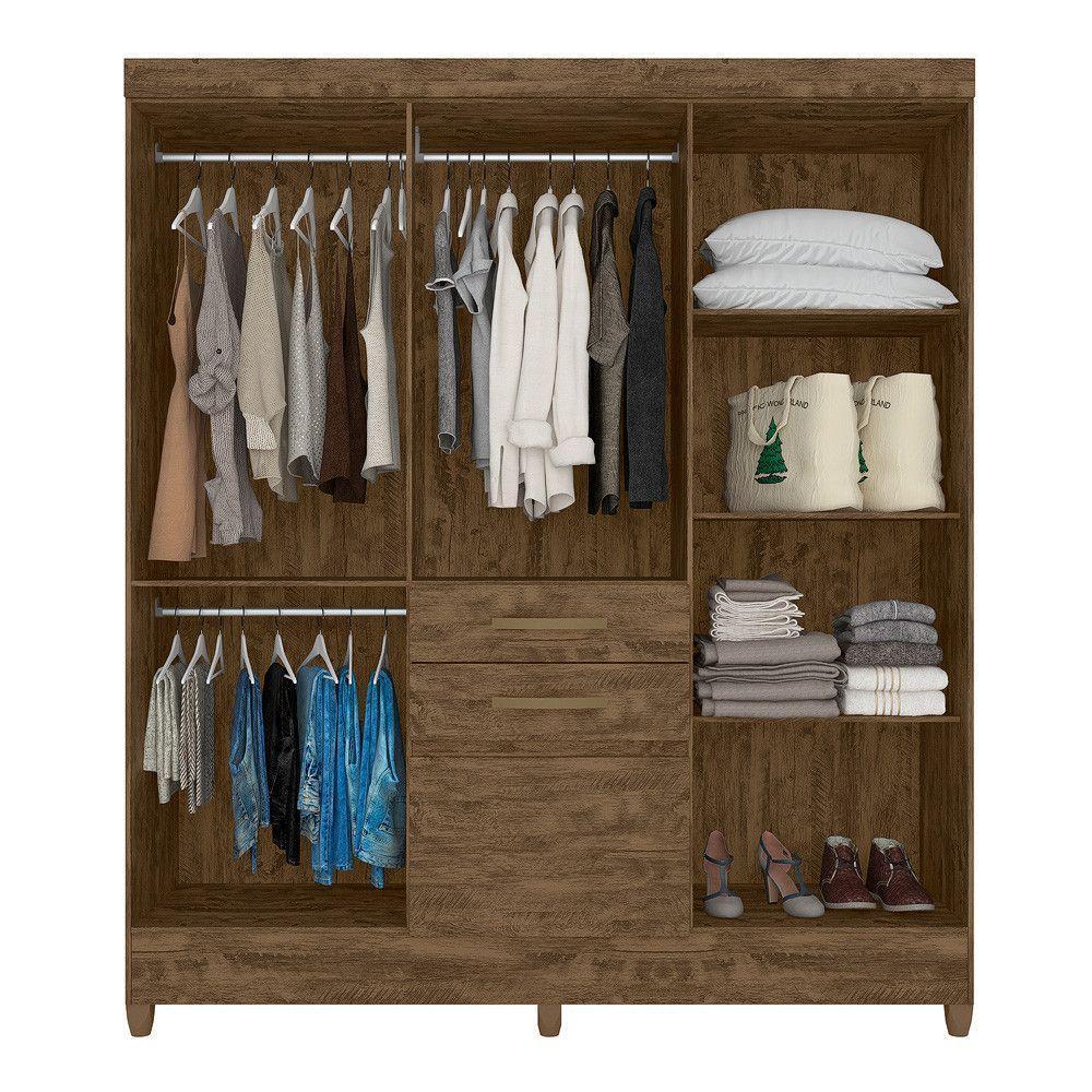 Guarda Roupa 7 Portas Com Espelho New Mafra Castanho 897331 - 2