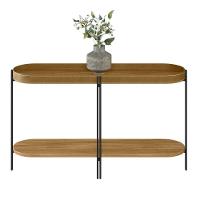 Aparador Decorativo Grimaldi Base Aço Com Detalhe Em Couro Caramelo/Preto G77 - 1