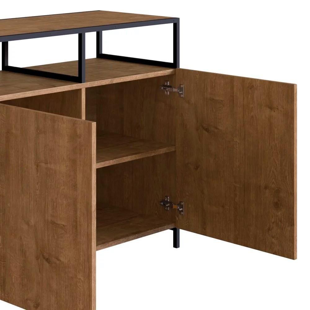 Buffet Para Sala De Jantar 2 Portas Pés Metálicos Dinâmico Vermont/preto - Artesano - 4