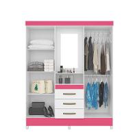 Guarda Roupa 4 Portas Com Espelho Capri Branco Rosa 831442 - 2