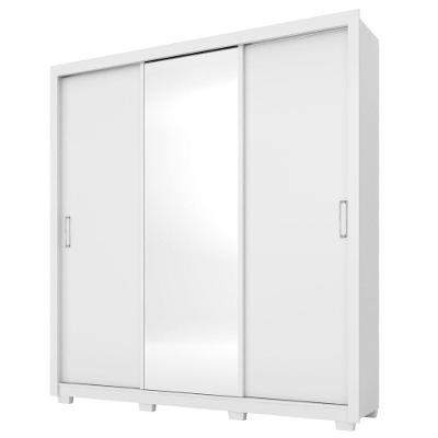 Guarda Roupa 3 Portas 2 Gavetas Com Pés Quadrado Branco