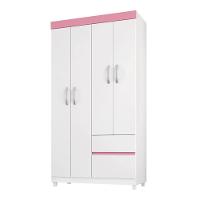 Guarda Roupa 4 Portas Com Pés Lótus Branco Rosa Flex 42060 - 1