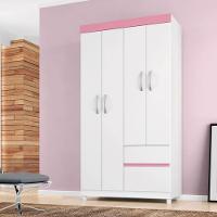 Guarda Roupa 4 Portas Com Pés Lótus Branco Rosa Flex 42060 - 6