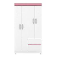 Guarda Roupa 4 Portas Com Pés Lótus Branco Rosa Flex 42060 - 7