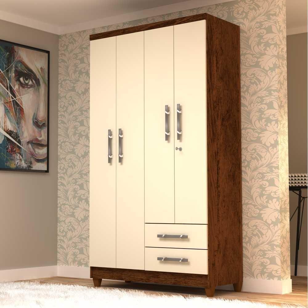 Guarda Roupa Solteiro 4 Portas Line Imbuia Rustica Champanhe - 4