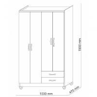 Guarda Roupa Solteiro 4 Portas Line Imbuia Rustica Champanhe - 2