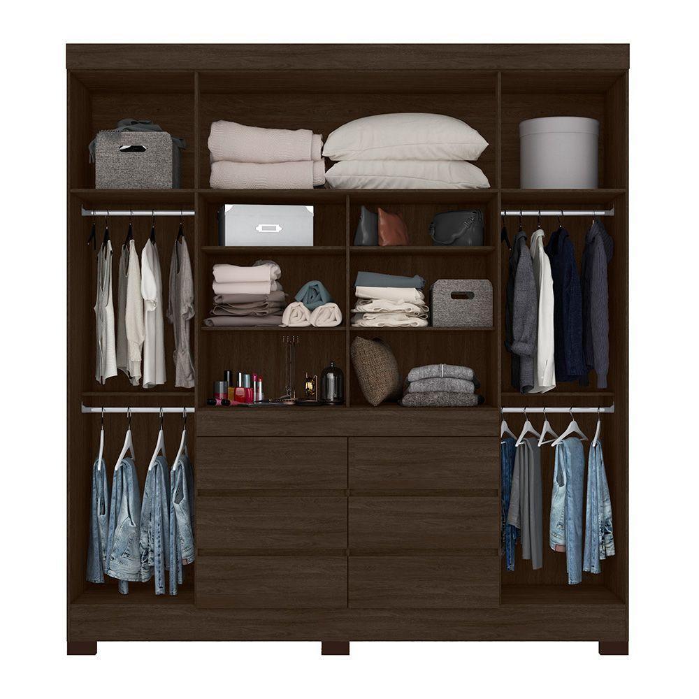 Guarda Roupa Casal 4 Portas Com Espelho E Pés ébano Touch - 3