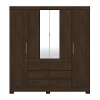 Guarda Roupa Casal 4 Portas Com Espelho E Pés ébano Touch - 4