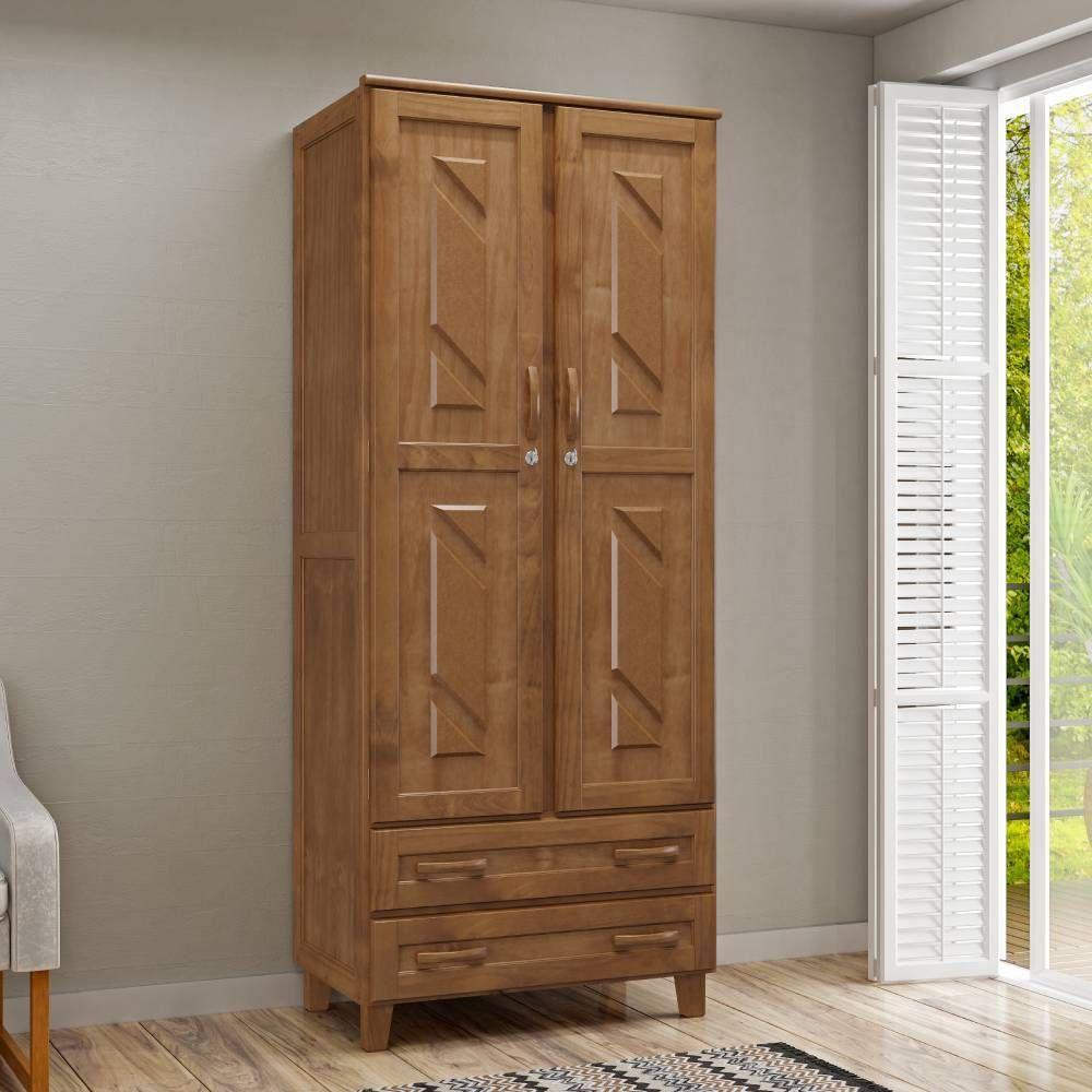 Guarda Roupa Multiuso 2 Portas E 2 Gavetas Em Madeira Imbuia - 1