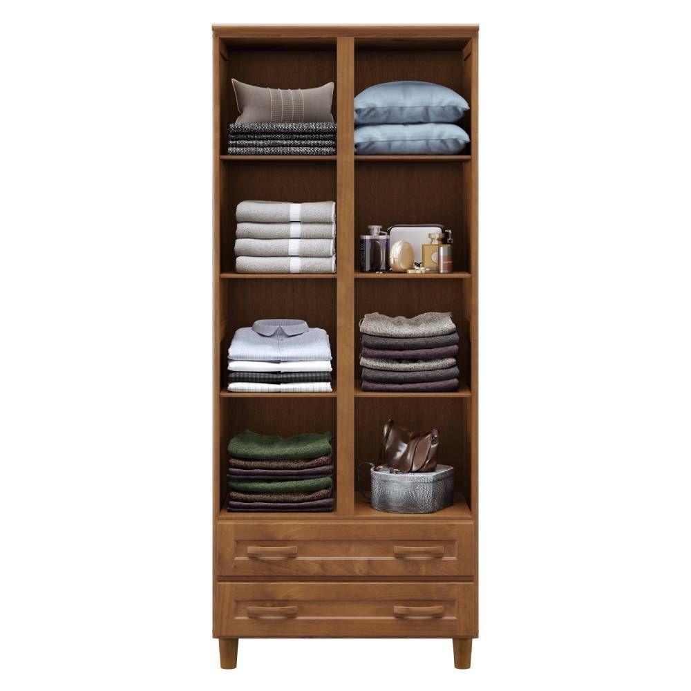 Guarda Roupa Multiuso 2 Portas E 2 Gavetas Em Madeira Imbuia - 2