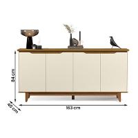 Aparador Buffet Sala Flow Com 4 Portas Pés Madeira Maciça Off White/freijo Off White/freijo - 2