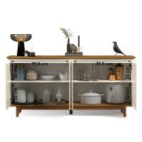 Aparador Buffet Sala Flow Com 4 Portas Pés Madeira Maciça Off White/freijo Off White/freijo - 3