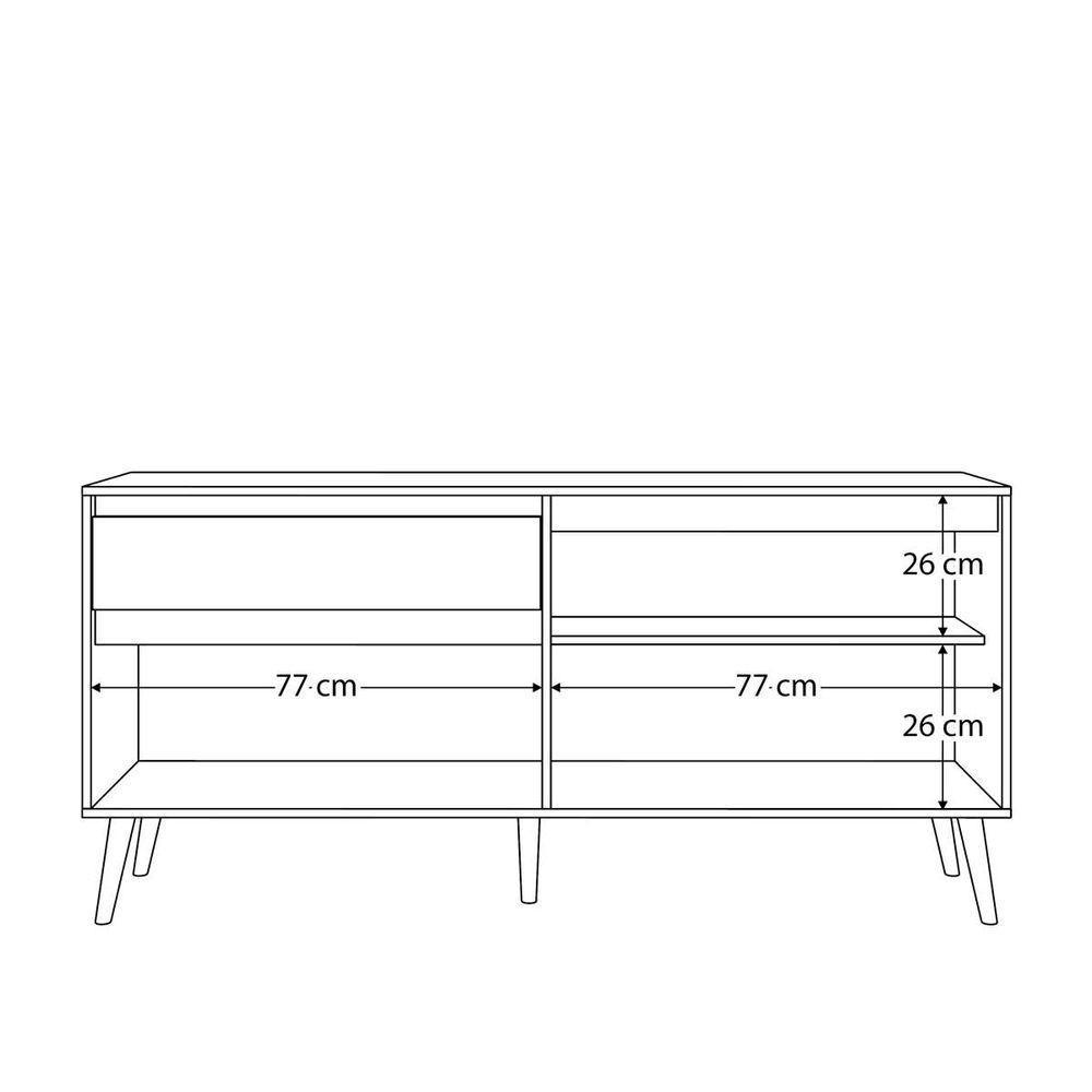 Aparador Para Sala De Estar Com 3 Portas Ravi Nature Off White Peternella Móveis - 3