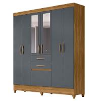 Guarda Roupa 7 Portas C/Espelho New Mafra Freijó Cinza - 1
