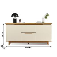 Aparador Buffet Flow 2 Portas 2 Gavetas Pés Madeira Maciça Off White/freijo Off White/freijo - 2