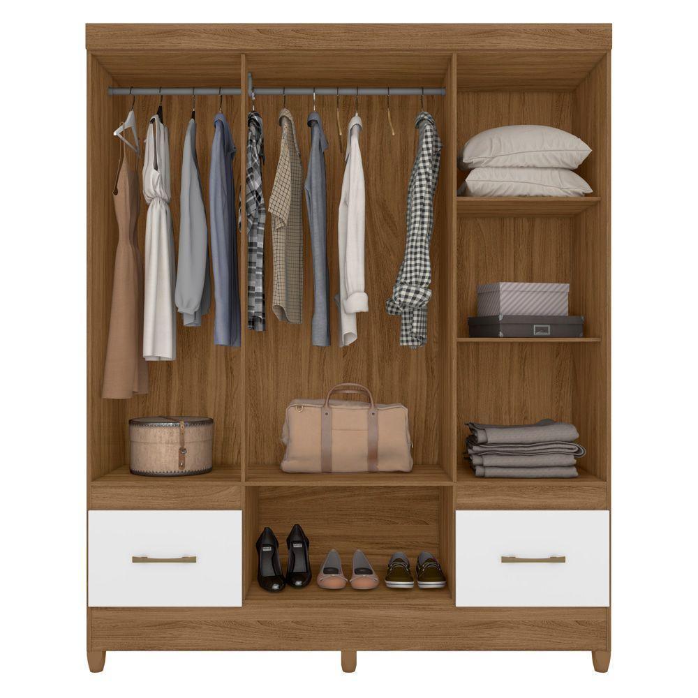 Guarda Roupa 6 Portas Com Espelho Ms912 Naturale Branco - 2