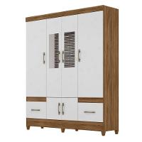 Guarda Roupa 6 Portas Com Espelho Ms912 Naturale Branco - 1