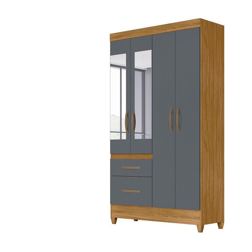 Guarda Roupa 4 Portas Com Espelho Madri Freijó Cinza 852031 - 1